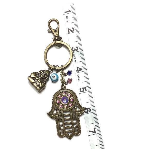 Hamsa, Evil Eye, Buddha Keychain / Bag Charm - Picture 3 of 4